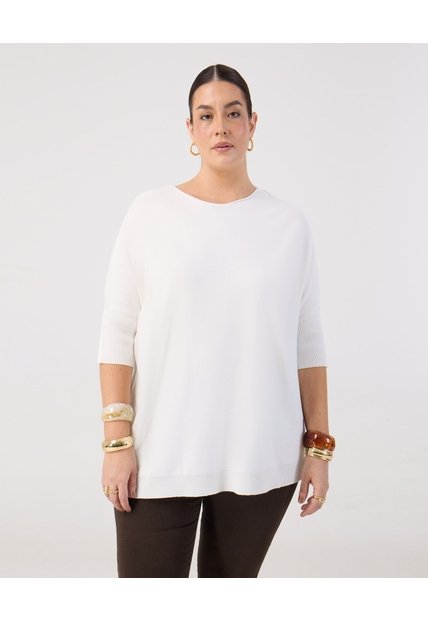 Saco Manga Media Acanalada  Curvy  Para Mujer Blanco Patprimo
