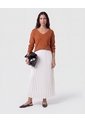 Saco Tejido En Rib Con Cuello En V   Para Mujer Naranja Patprimo de Patprimo
