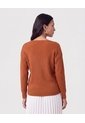 Saco Tejido En Rib Con Cuello En V   Para Mujer Naranja Patprimo de Patprimo