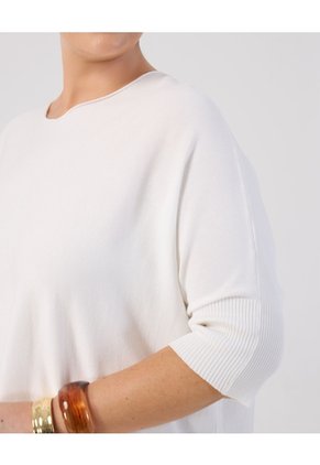 Saco Manga Media Acanalada  Curvy  Para Mujer Blanco Patprimo