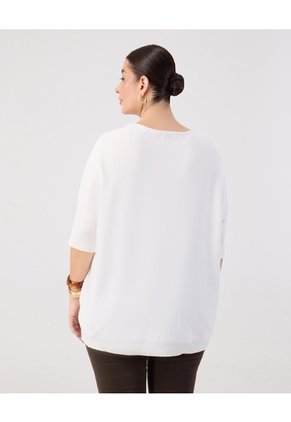 Saco Manga Media Acanalada  Curvy  Para Mujer Blanco Patprimo