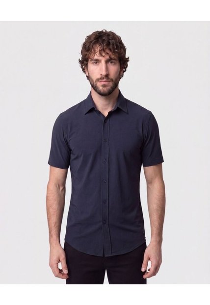 Camisa Manga Corta De Punto   Para Hombre Azul Patprimo