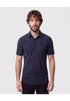 Camisa Manga Corta De Punto Para Hombre Azul Patprimo