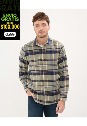 Camisa Para Hombre Manga Larga Con Bolsillo Color Verde  Marca Patprimo #44013054 Patprimo