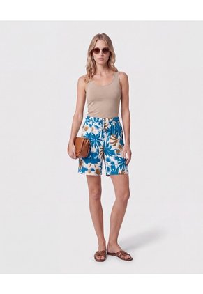 Bermuda Con Cintura Elástica Para Mujer Azul Patprimo