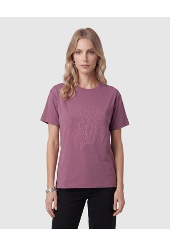 Camiseta Con Flor En Relieve   Para Mujer Vino Patprimo Patprimo