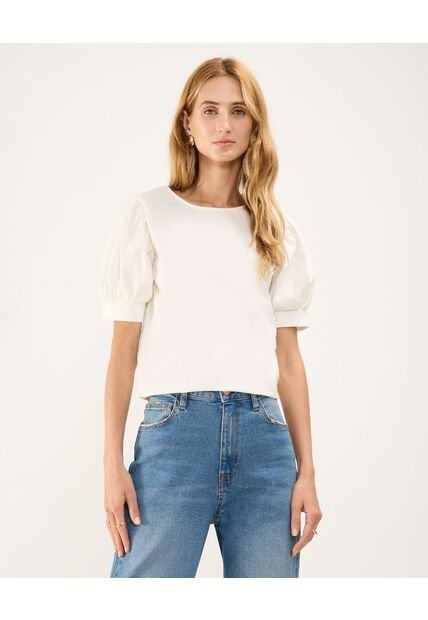 Blusa Para Mujer Manga Corta Color Crema Marca Patprimo #30123432