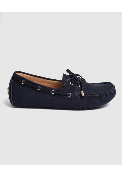 Mocasín De Gamuza Con Lazo   Para Mujer Azul Patprimo