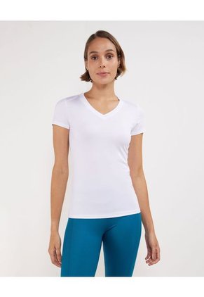 Camiseta Para Mujer Manga Corta Cuello V Color Blanco Marca Patprimo #30093431