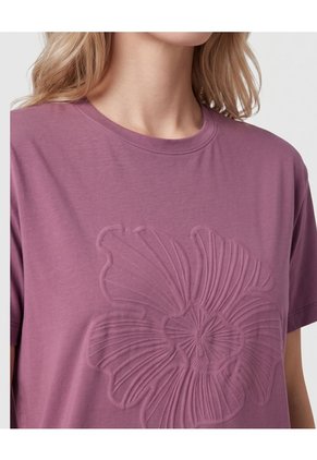 Camiseta Con Flor En Relieve   Para Mujer Vino Patprimo