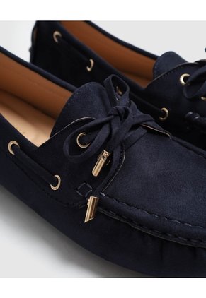 Mocasín De Gamuza Con Lazo Para Mujer Azul Patprimo