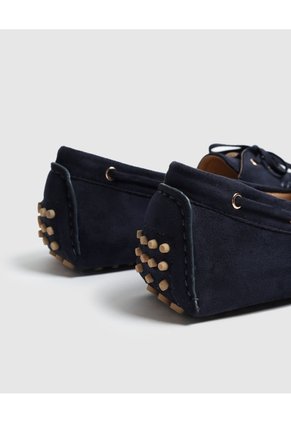 Mocasín De Gamuza Con Lazo Para Mujer Azul Patprimo