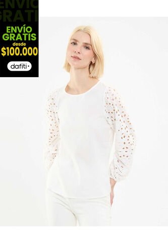 Blusa Para Mujer Manga Larga Color Blanco Marca Patprimo #30123382 Patprimo