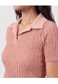 Polo Tejido Acanalado   Para Mujer Rosa Patprimo de Patprimo