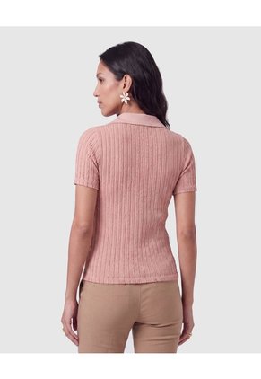 Polo Tejido Acanalado Para Mujer Rosa Patprimo