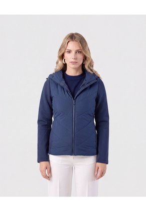 Chaqueta Acolchada Con Capota Para Mujer Azul Patprimo