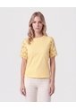 Camiseta Con Mangas De Encaje   Para Mujer Amarillo Patprimo de Patprimo