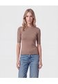 Camiseta De Punto Cuello Redondo   Para Mujer Café Patprimo de Patprimo