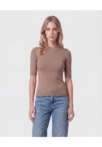 Camiseta De Punto Cuello Redondo   Para Mujer Café Patprimo Patprimo