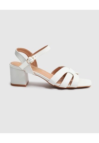 Sandalias  Tacón Bloque Con Hebilla  Para Mujer Blanco Patprimo Patprimo