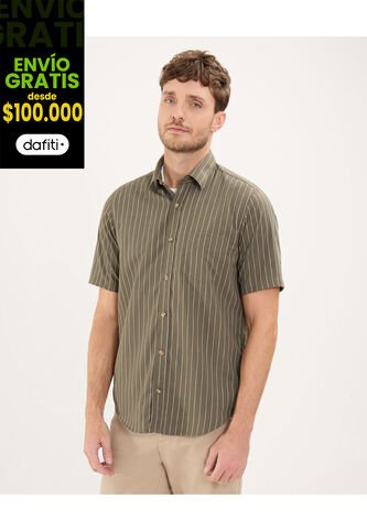 Camisa Para Hombre Manga Corta Con Bolsillo Color Verde  Marca Patprimo #44013073 Patprimo