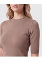 Camiseta De Punto Cuello Redondo   Para Mujer Café Patprimo de Patprimo