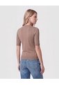 Camiseta De Punto Cuello Redondo   Para Mujer Café Patprimo de Patprimo