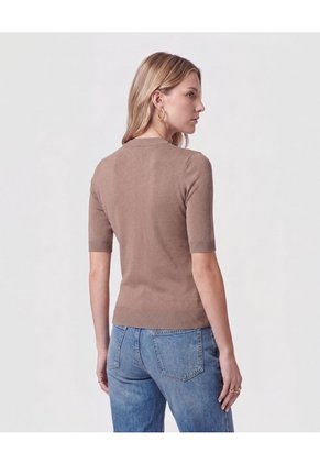 Camiseta De Punto Cuello Redondo   Para Mujer Café Patprimo