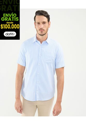 Camisa Para Hombre Manga Corta Con Bolsillo Color Azul Claro Marca Patprimo #44013061 Patprimo