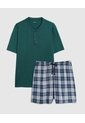 Pijama Corta Con Botones   Para Hombre Verde Patprimo de Patprimo