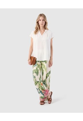 Pantalón Fluidos Con Prenses Para Mujer Verde Patprimo