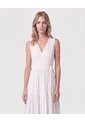 Vestido Midi Cruzado Con Prenses   Para Mujer Blanco Patprimo de Patprimo