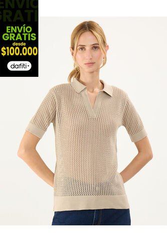 Polo Para Mujer Manga Corta Color Café  Marca Patprimo #30110446 Patprimo