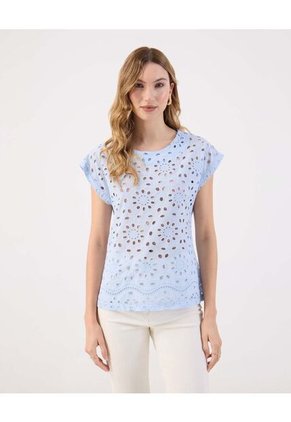 Blusa Para Mujer Manga Corta Color Azul Marca Patprimo #30123622