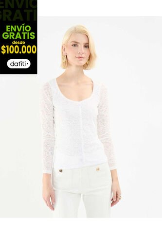 Camiseta Para Mujer Manga Larga Cuello Redondo Color Crema Marca Patprimo #30093635 Patprimo