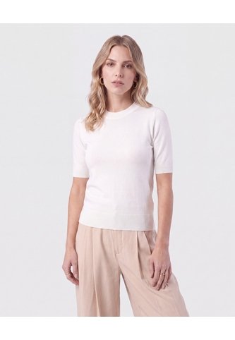 Camiseta De Punto Cuello Redondo   Para Mujer Blanco Patprimo Patprimo
