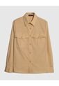 Camisa Unicolor Con Bolsillos  Para Mujer Beige Patprimo de Patprimo