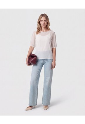 Blusa Mangas Transparentes   Para Mujer Blanco Patprimo