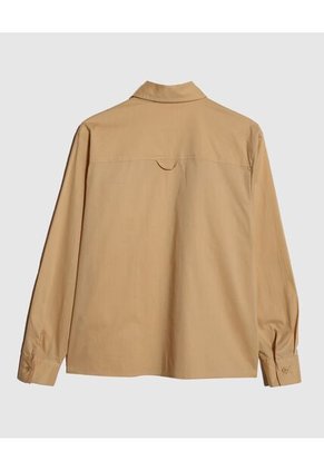 Camisa Unicolor Con Bolsillos  Para Mujer Beige Patprimo