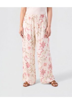 Pantalón Fluido Estampado Para Mujer Crema Patprimo