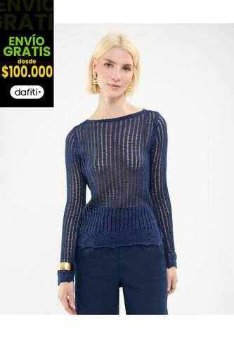 Saco Para Mujer Cuello Redondo Color Azul Oscuro Marca Patprimo #30330589 Patprimo