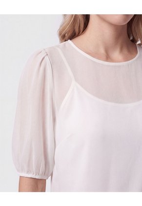 Blusa Mangas Transparentes   Para Mujer Blanco Patprimo