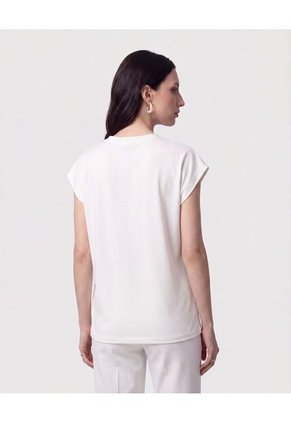 Camiseta Con Detalle En Borde   Para Mujer Blanco Patprimo
