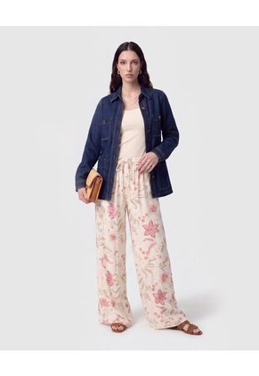 Pantalón Fluido Estampado Para Mujer Crema Patprimo