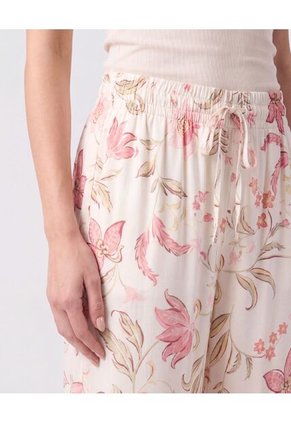 Pantalón Fluido Estampado Para Mujer Crema Patprimo