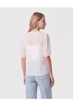 Blusa Mangas Transparentes   Para Mujer Blanco Patprimo