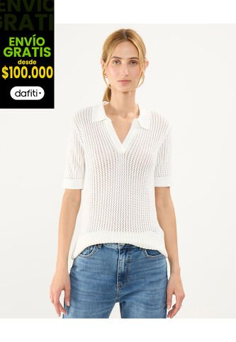 Polo Para Mujer Manga Corta Color Blanco Marca Patprimo #30110446 Patprimo