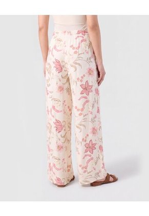 Pantalón Fluido Estampado Para Mujer Crema Patprimo