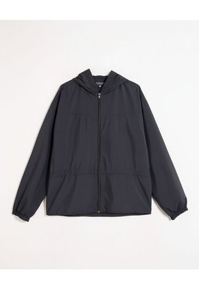 Chaqueta Rompevientos Capucha Ajustable Para Mujer Negro Patprimo