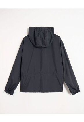 Chaqueta Rompevientos Capucha Ajustable Para Mujer Negro Patprimo